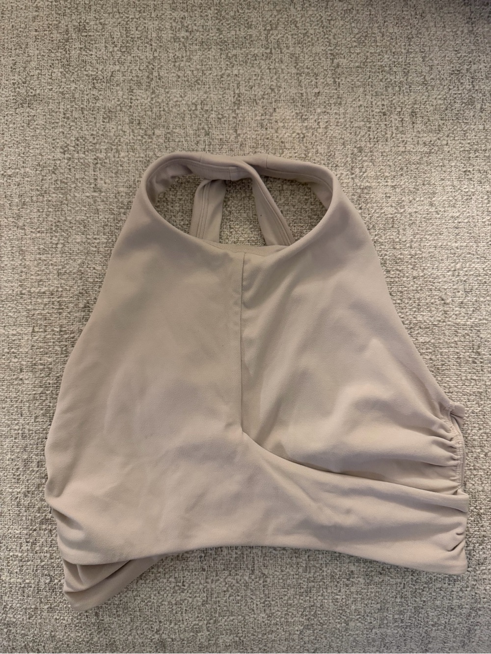 Women’s High-Neck Sports Bra in Light Taupe